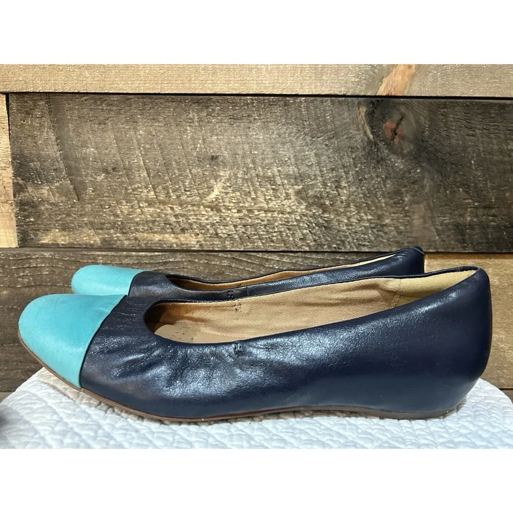 Clark Artisan Womens Size 9.5‎ Black/Teal Textures Slip On Loafer Dress Shoes